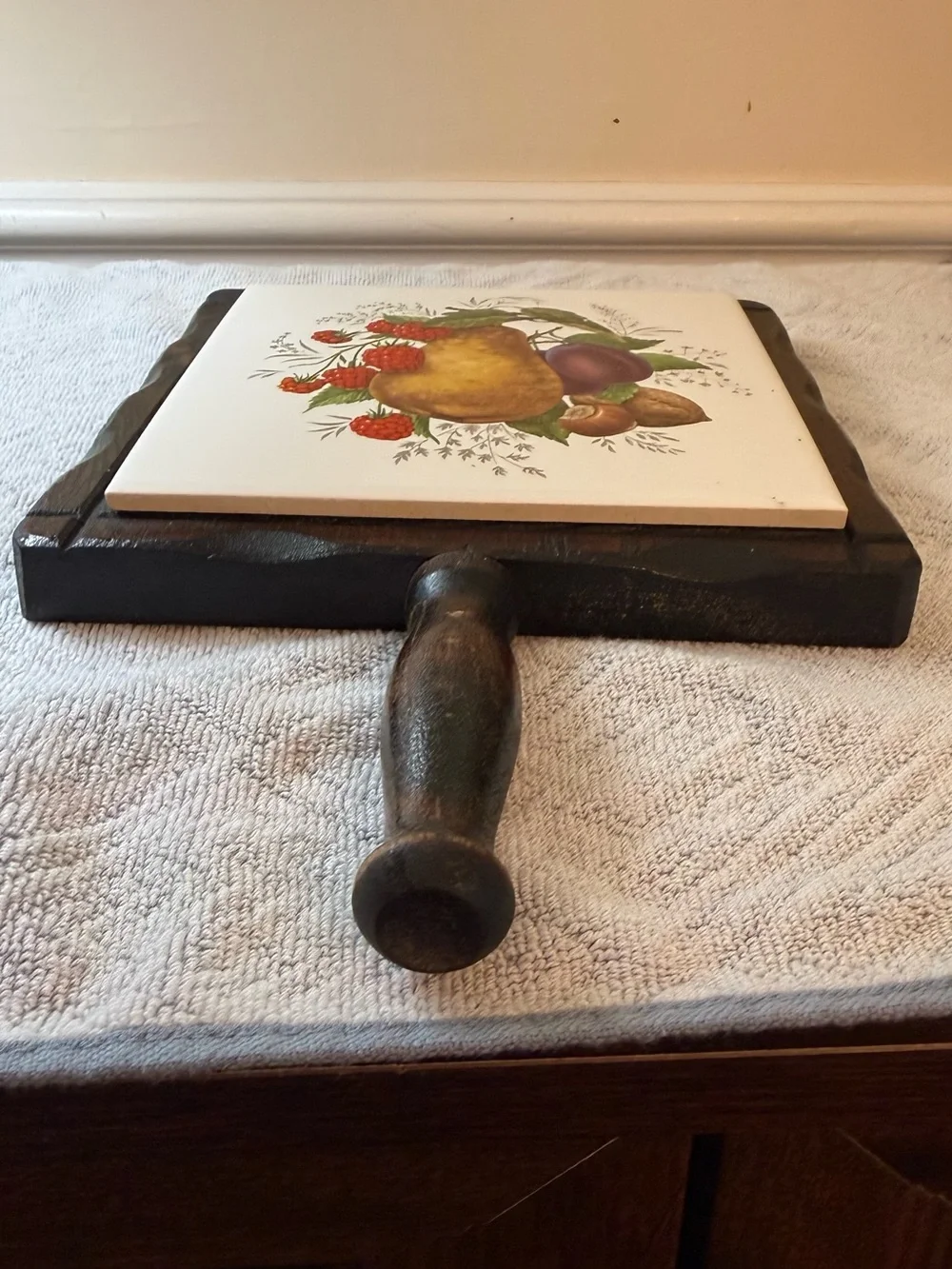 Botanical Fruit Ceramic Trivet - Gold, Red, Purple